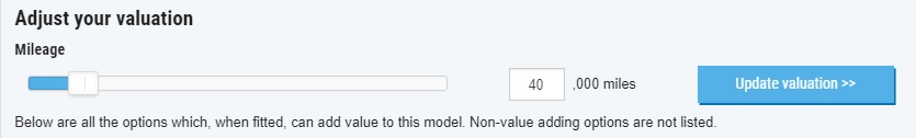 Change mileage for valuation
