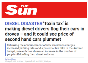 Diesel disaster article by The Sun