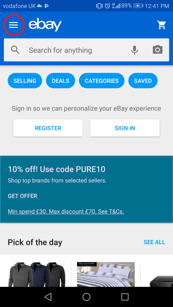 sell a car on the ebay app