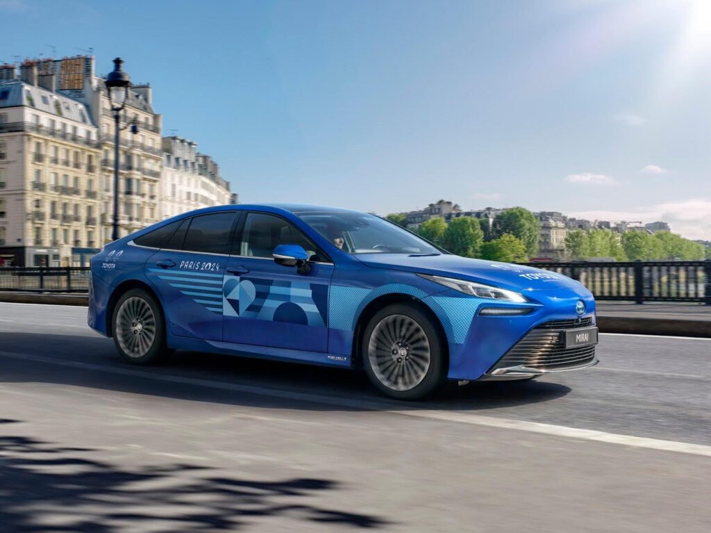 a blue Toyota EV