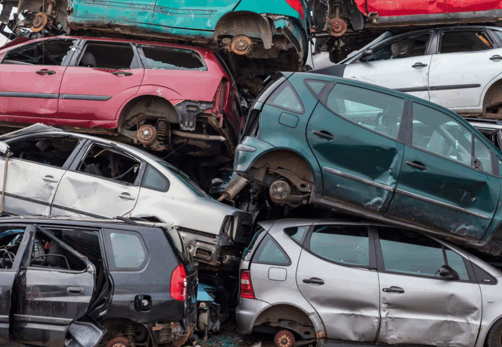 Cars at a scrapyard 